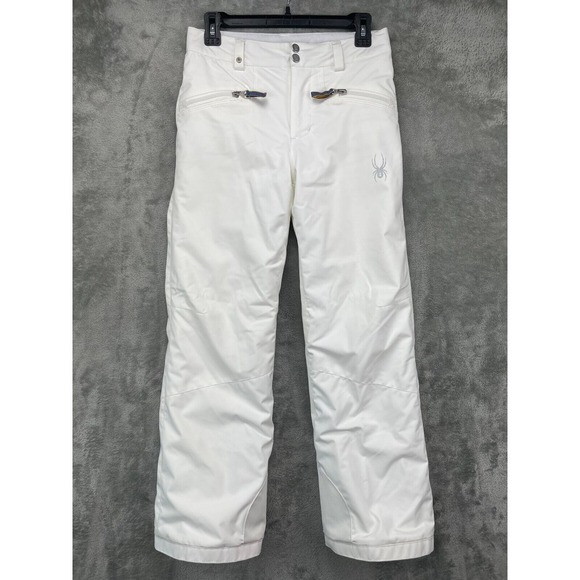 Spyder Girls Vixen Snow Pants‎ Size 14 White Ski Snowboard Adjustable Insulated - Picture 1 of 14
